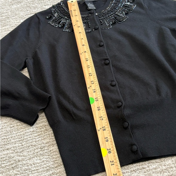 The Limited Sequin Beaded Embroidered Cardigan Size M Black Silk Cashmere Blend - Picture 10 of 12